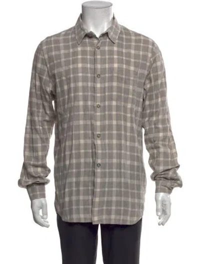 Pre-owned John Elliott Plaid Print Long Sleeve Shirt W/ Tags In Gray
