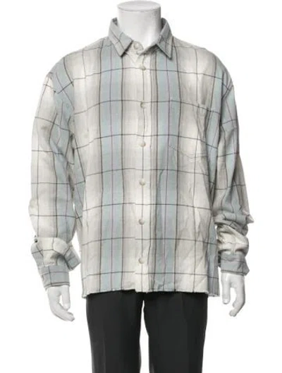 Pre-owned John Elliott Plaid Print Long Sleeve Shirt W/ Tags In Grey