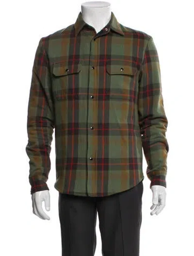 Pre-owned John Elliott Plaid Print Utility Jacket In Green