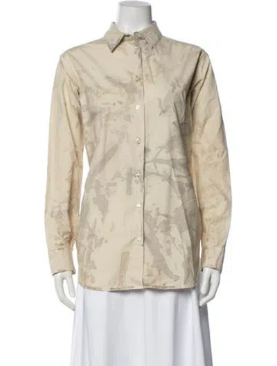 Pre-owned John Elliott Printed Long Sleeve Button-up Top In Neutrals