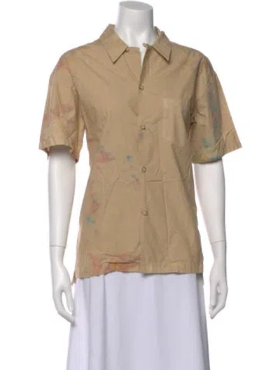 Pre-owned John Elliott Printed Short Sleeve Button-up Top In Neutral