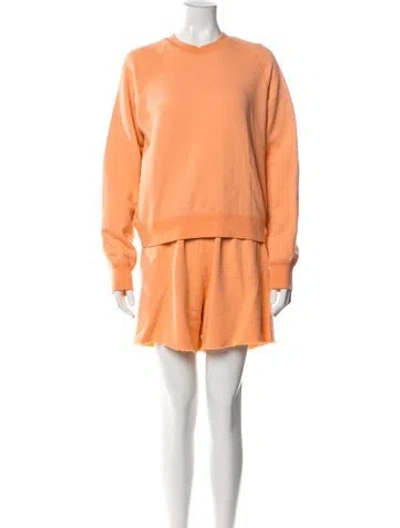 Pre-owned John Elliott Raw-edge Trim Short Set In Orange