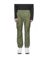 John Elliott Dark Washed Cargo Pants With Belt Loops In Green