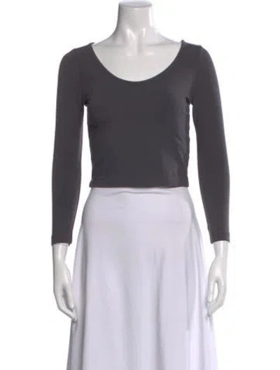Pre-owned John Elliott Scoop Neck Long Sleeve Crop Top In Grey