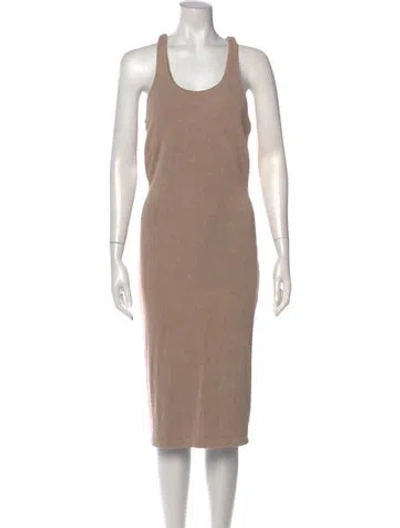 Pre-owned John Elliott Scoop Neck Midi Length Dress In Neutral