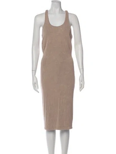 Pre-owned John Elliott Scoop Neck Midi Length Dress In Neutral