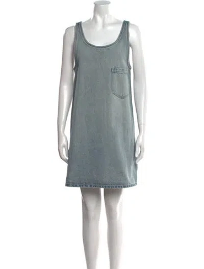 Pre-owned John Elliott Scoop Neck Mini Dress In Blue