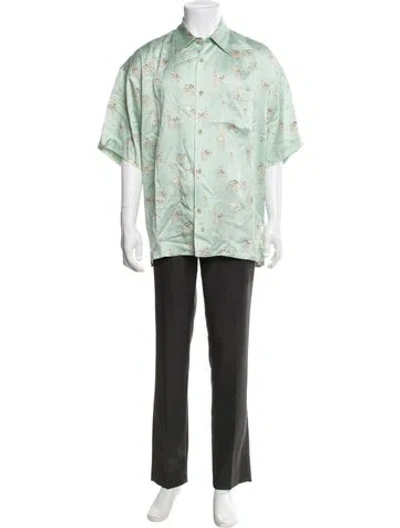 Pre-owned John Elliott Silk Floral Print Shirt W/ Tags In Green