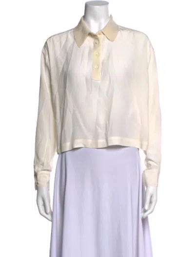 Pre-owned John Elliott Silk Long Sleeve Polo In Neutrals
