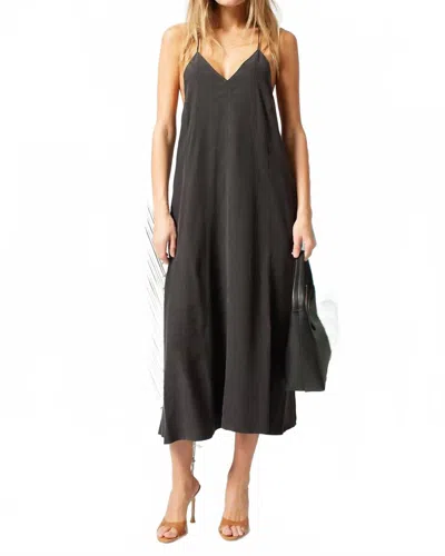 John Elliott Silk Racerback Midi Dress In Black