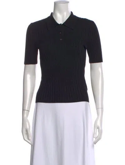 Pre-owned John Elliott Silk Short Sleeve Polo In Black