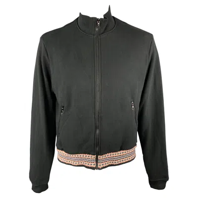 Pre-owned John Elliott Size L Black Cotton High Collar Trim Zip Pockets Zip Up Jacket