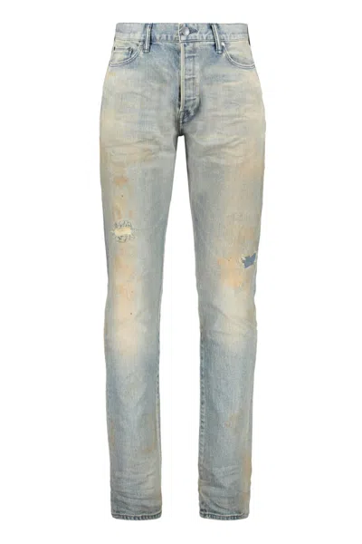 John Elliott Straight Leg Jeans In Denim