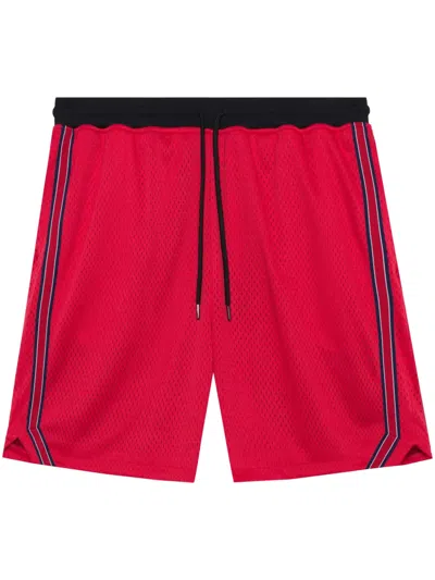 John Elliott Stripe-detail Mesh Shorts In Red
