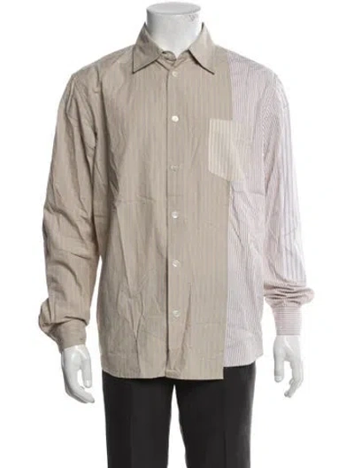 Pre-owned John Elliott Striped Long Sleeve Dress Shirt In Neutral