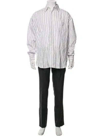 Pre-owned John Elliott Striped Long Sleeve Shirt In White