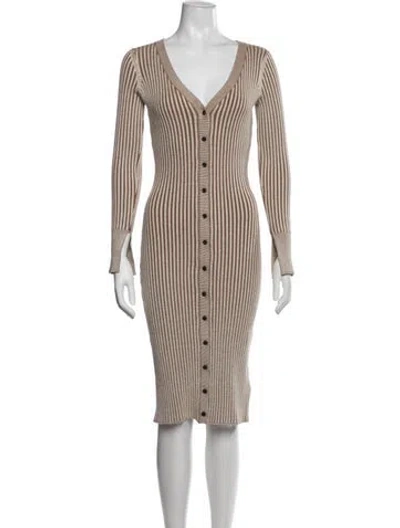 Pre-owned John Elliott Striped Midi Length Dress In Neutrals