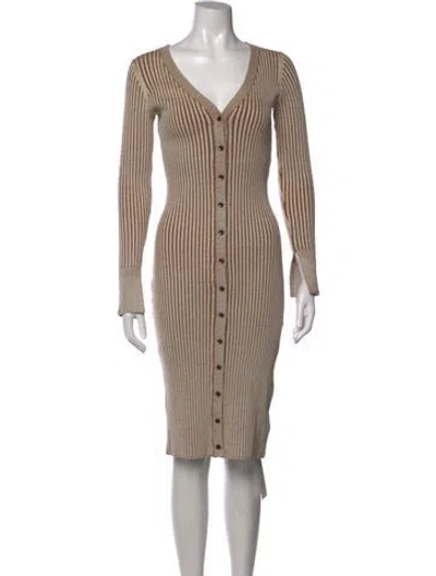 Pre-owned John Elliott Striped Midi Length Dress W/ Tags In Neutrals