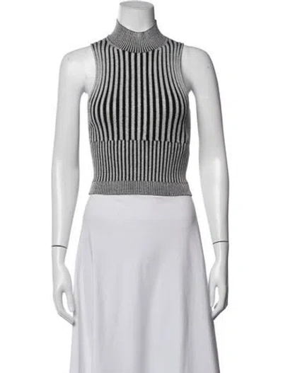 Pre-owned John Elliott Striped Mock Neck Crop Top In Multicolor