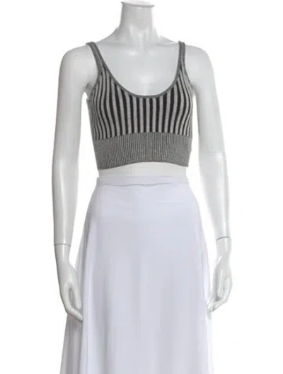 Pre-owned John Elliott Striped Scoop Neck Crop Top W/ Tags In Gray