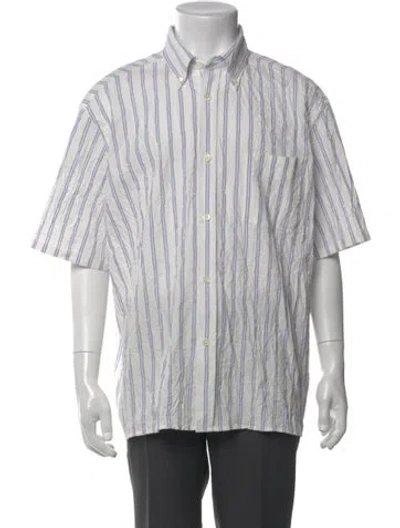 Pre-owned John Elliott Striped Short Sleeve Shirt In White