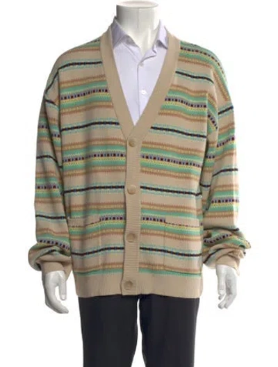 Pre-owned John Elliott Striped V-neck Cardigan In Neutral