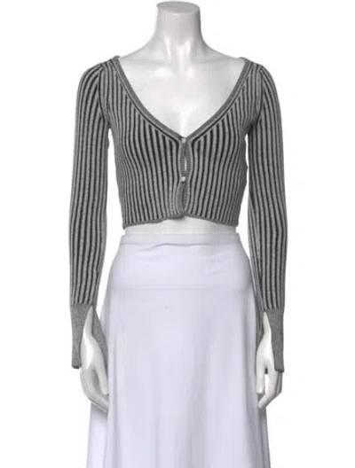 Pre-owned John Elliott Striped V-neck Crop Top In Multi