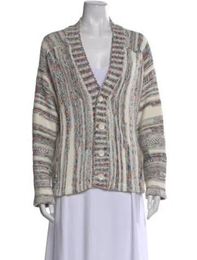 Pre-owned John Elliott Striped V-neck Sweater In Neutral