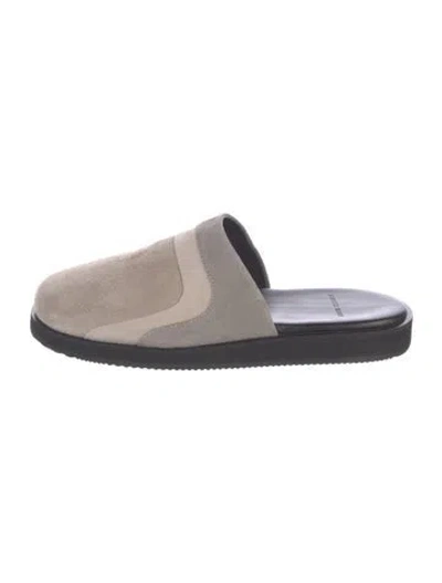 Pre-owned John Elliott Suede Colorblock Pattern Slides In Multicolor