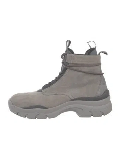 Pre-owned John Elliott Suede Combat Boots In Grey