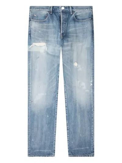 John Elliott The Daze Paint-splatter Frayed-detail Jeans In Blue