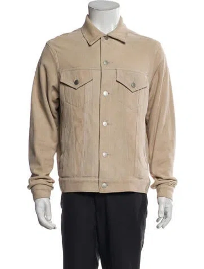 Pre-owned John Elliott Thumper Type Iii Lamb Leather Trucker Jacket In Neutral