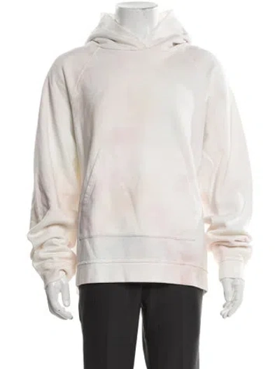 Pre-owned John Elliott Tie-dye Print Crew Neck Hoodie In White