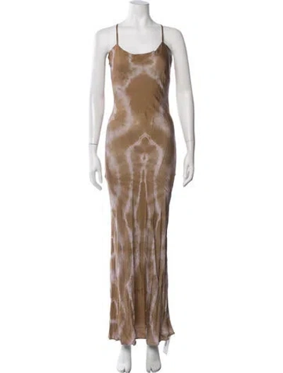 Pre-owned John Elliott Tie-dye Print Long Dress In Brown