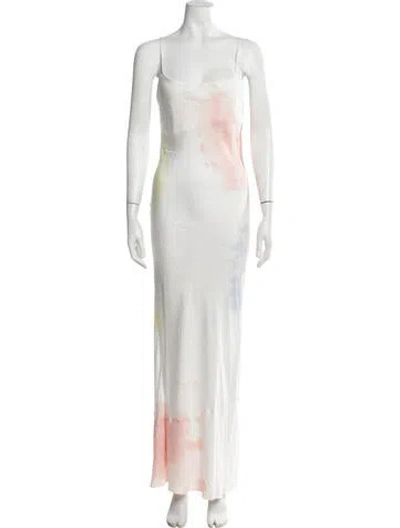 Pre-owned John Elliott Tie-dye Print Long Dress In White