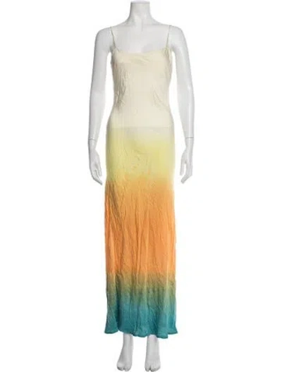 Pre-owned John Elliott Tie-dye Print Long Dress In Yellow