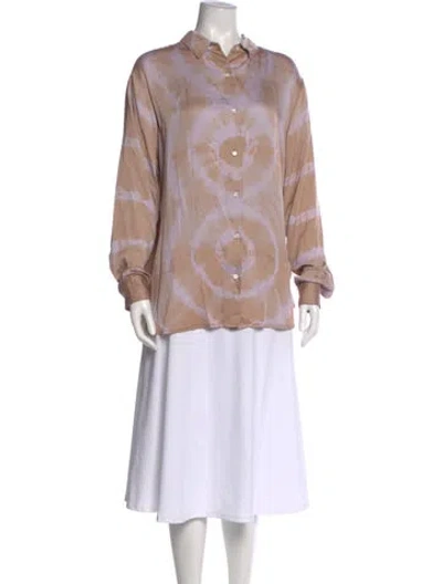 Pre-owned John Elliott Tie-dye Print Long Sleeve Button-up Top In Purple