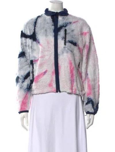 Pre-owned John Elliott Tie-dye Print Mock Neck Sweater In Blue/pink/white