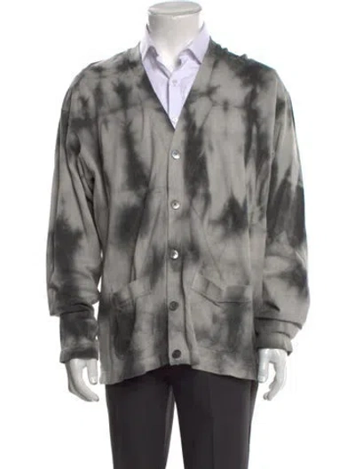Pre-owned John Elliott Tie-dye Print V-neck Cardigan In Gray