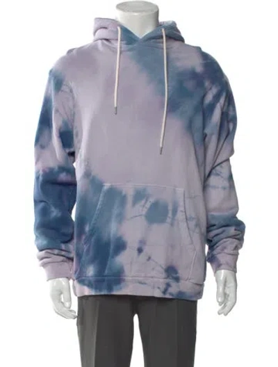 Pre-owned John Elliott Tie-dye Print V-neck Hoodie In Blue