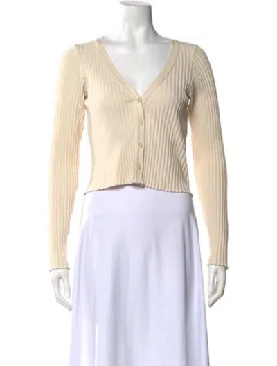 Pre-owned John Elliott V-neck Long Sleeve Crop Top In Neutral