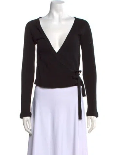 Pre-owned John Elliott V-neck Long Sleeve Top In Black