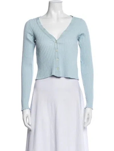 Pre-owned John Elliott V-neck Long Sleeve Top In Blue