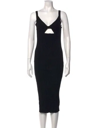 Pre-owned John Elliott V-neck Midi Length Dress In Black