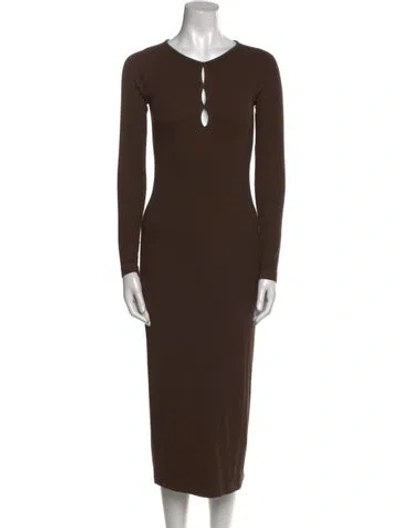 Pre-owned John Elliott V-neck Midi Length Dress In Brown