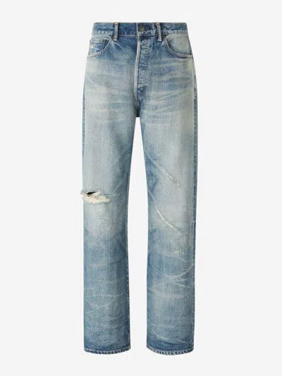 John Elliott Wide Leg Wyatt Jeans In Denim Dark Blue