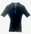 John Elliott Women's Silk Cotton Rib Polo In Black In Black