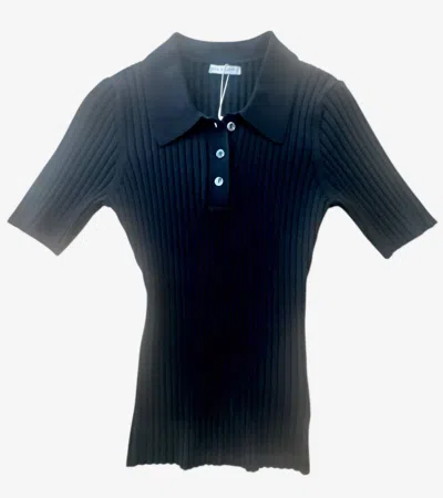 John Elliott Women's Silk Cotton Rib Polo In Black
