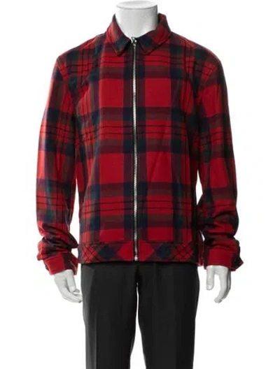 Pre-owned John Elliott Wool Plaid Print Jacket W/ Tags In Red