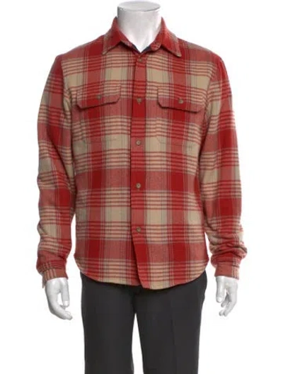 Pre-owned John Elliott Wool Plaid Print Shirt In Red